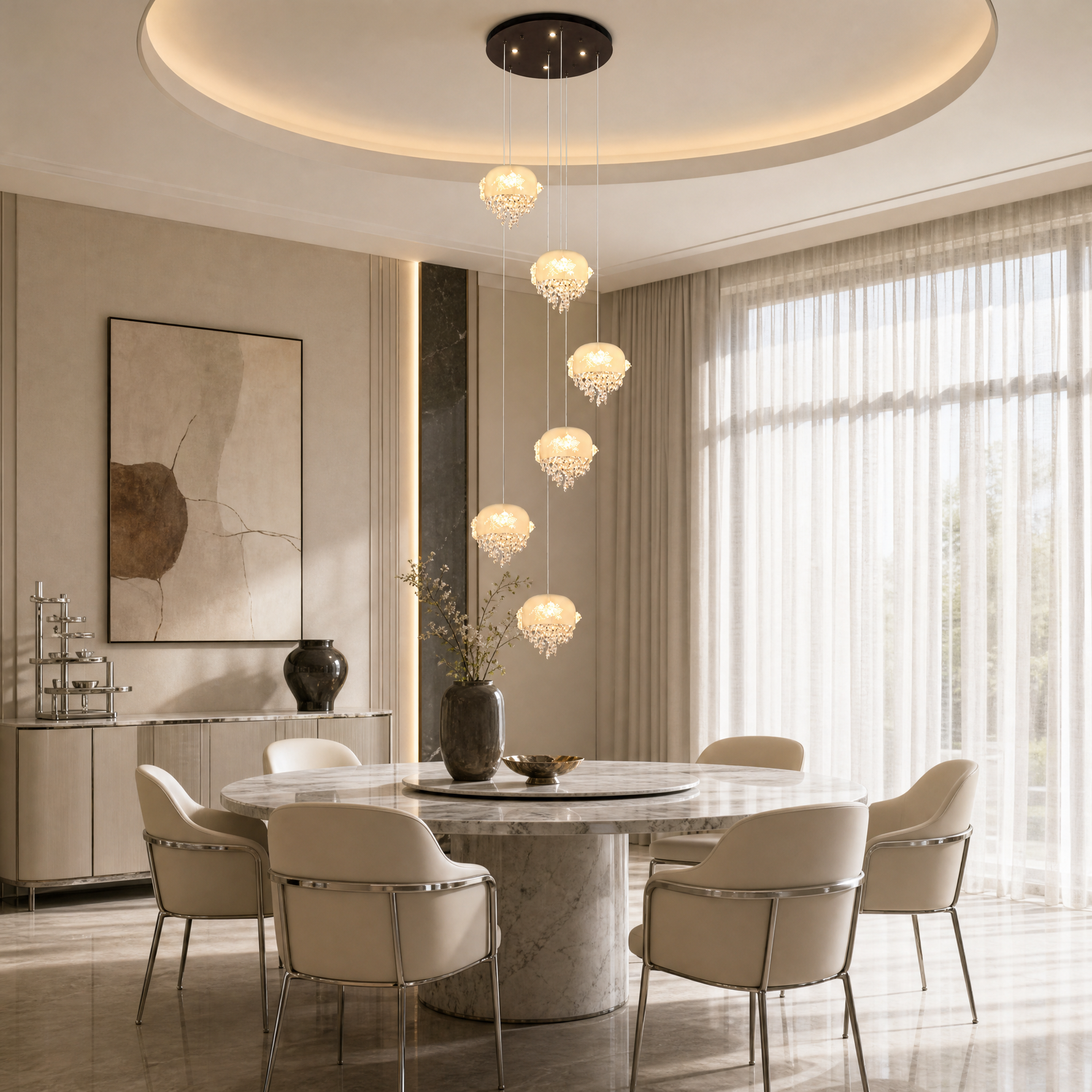 Floral Glory Modern Multi-Tier Cluster Chandelier