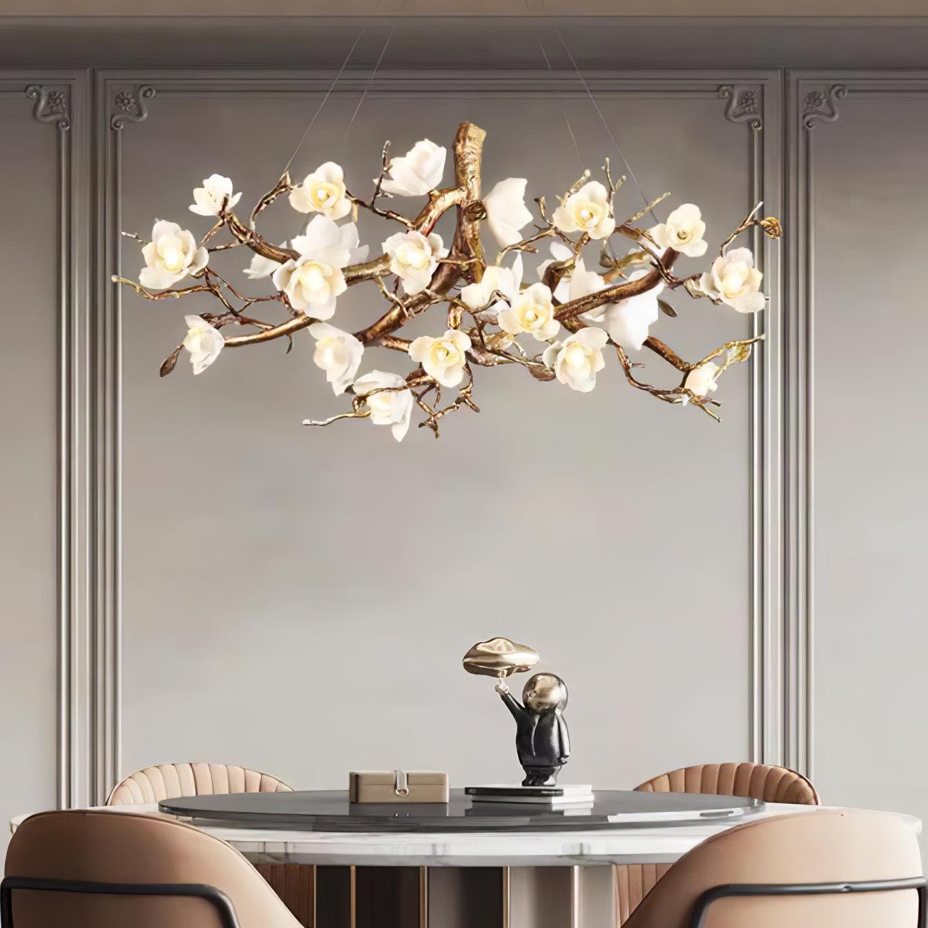 Flower Bloom Branch Brass Chandelier - YIOSI