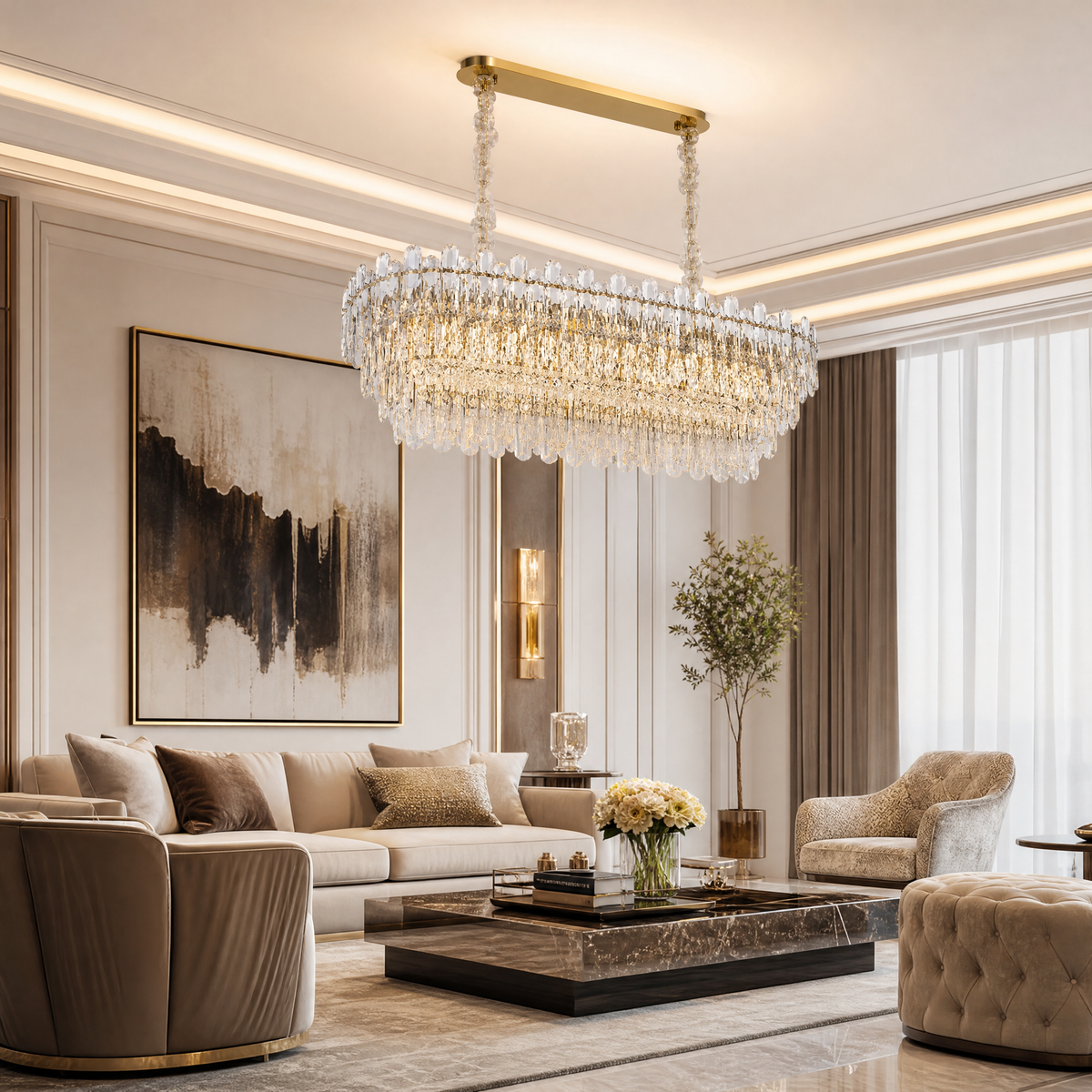 Fontana Crystal Rectangular Chandelier