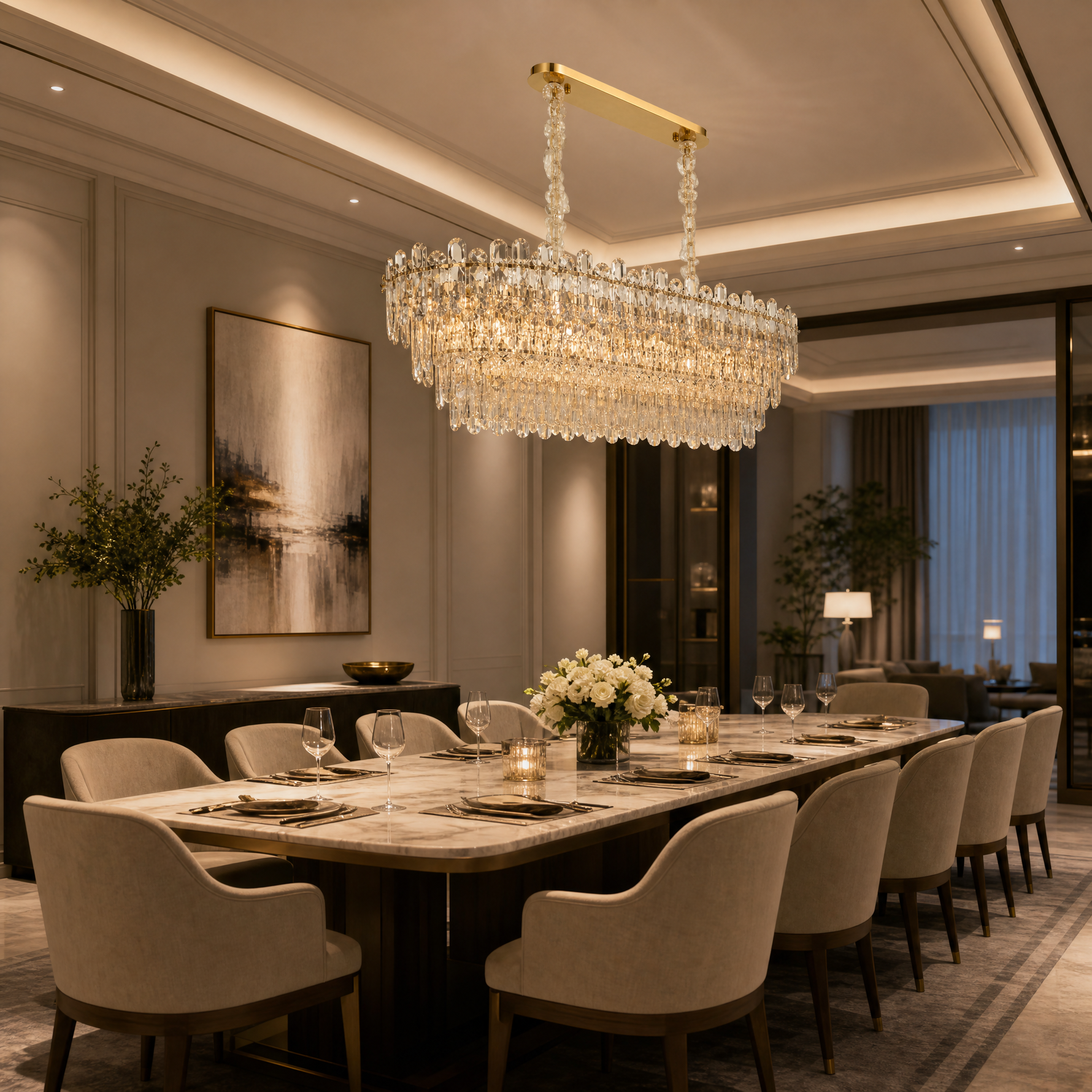 Fontana Crystal Rectangular Chandelier