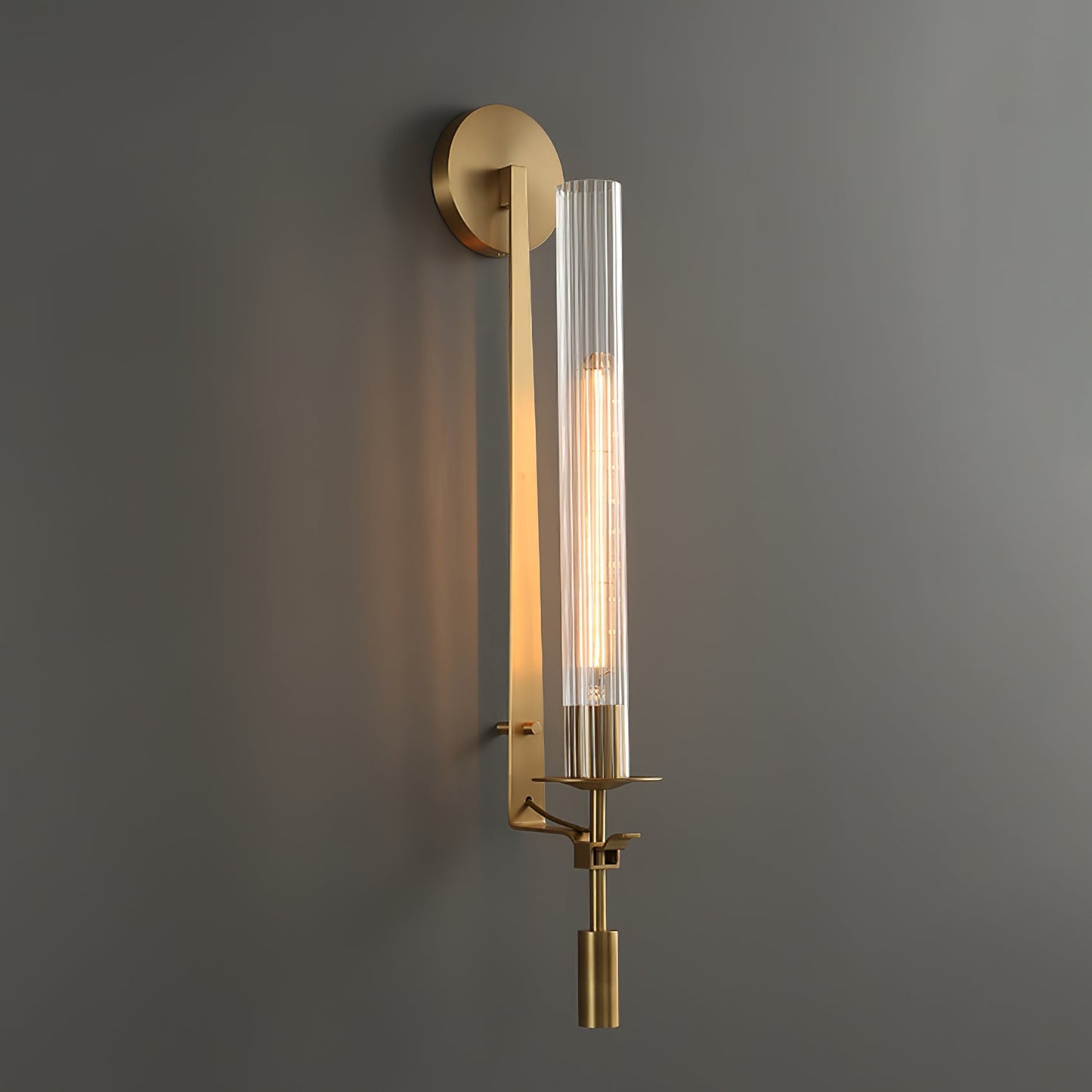 Elegant French Classicism Fontanelle Wall Lamp – Brass & Glass Sconce