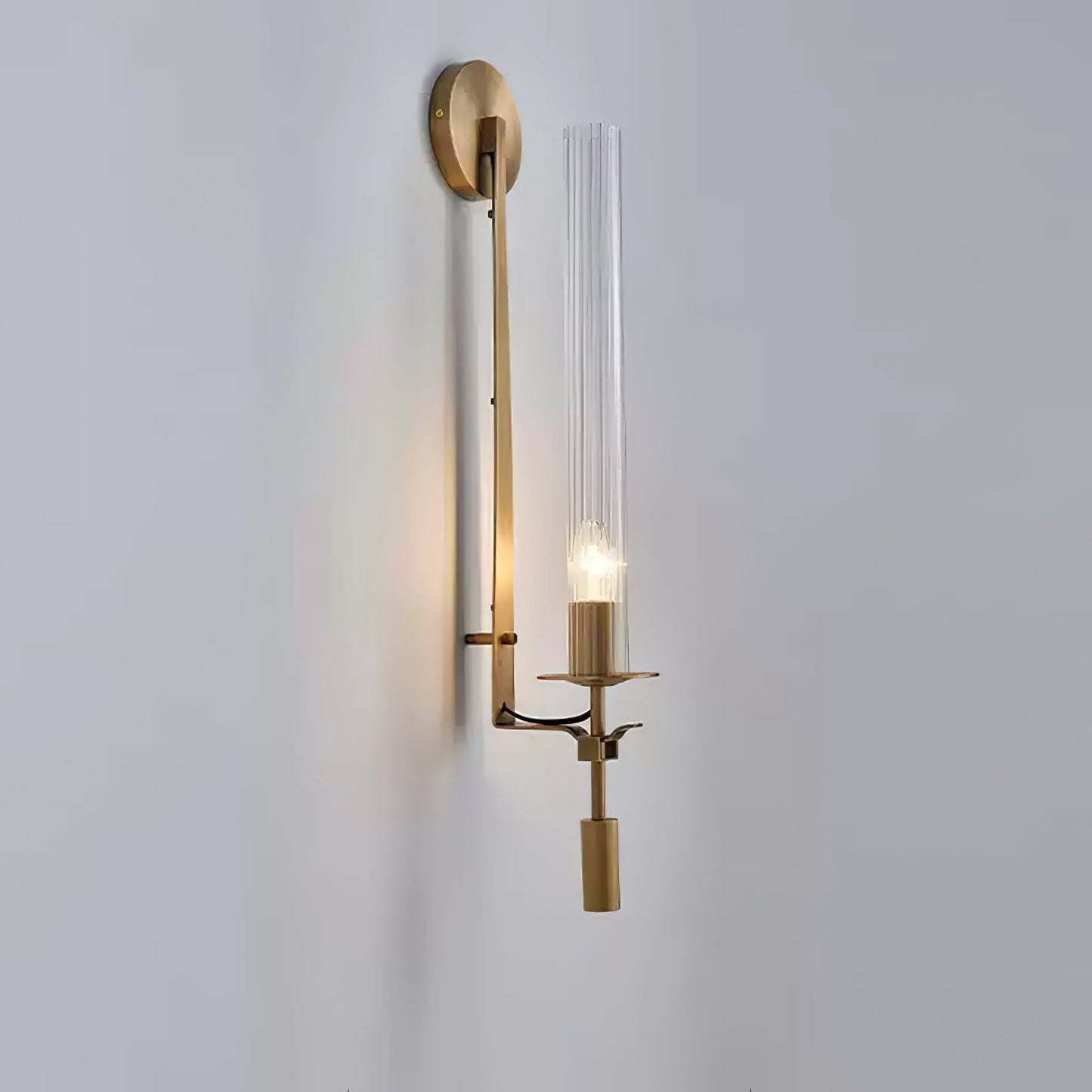 Elegant French Classicism Fontanelle Wall Lamp – Brass & Glass Sconce