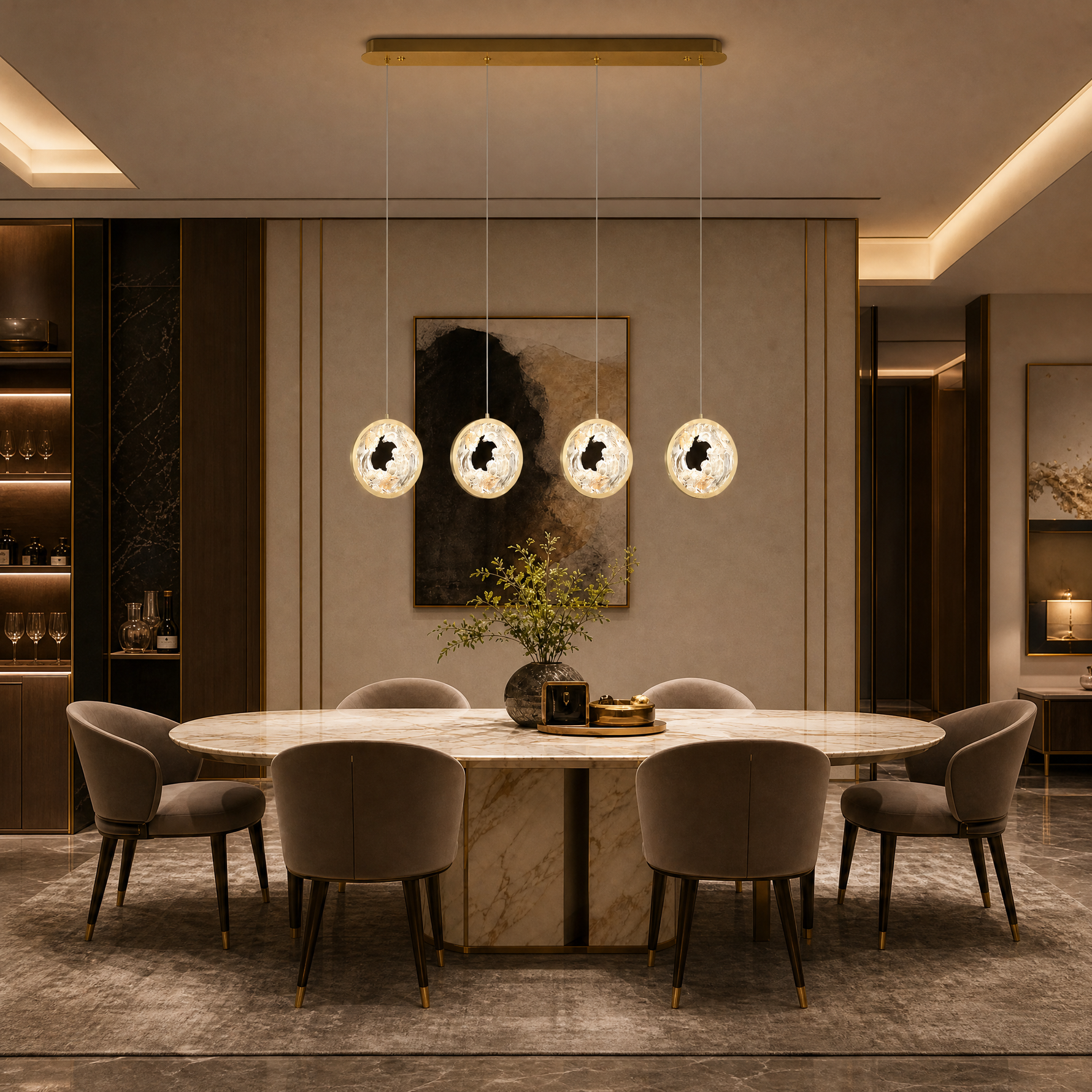 Fortune Cascade Modern Linear Dining Pendant Light