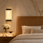 Framed Slab Corner Bracket Alabaster Wall Sconce