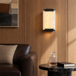 Framed Slab Corner Bracket Alabaster Wall Sconce