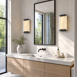 Framed Slab Corner Bracket Alabaster Wall Sconce