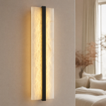 Framed Slab Open Frame Alabaster Vertical Wall Sconce