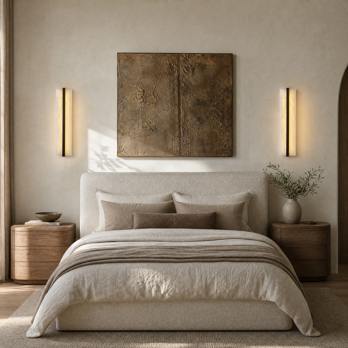 Framed Slab Open Frame Alabaster Vertical Wall Sconce