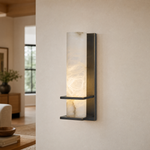 Framed Slab Vertical Column Alabaster Wall Sconce