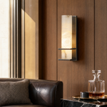 Framed Slab Vertical Column Alabaster Wall Sconce