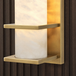 Framed Slab Vertical Column Alabaster Wall Sconce