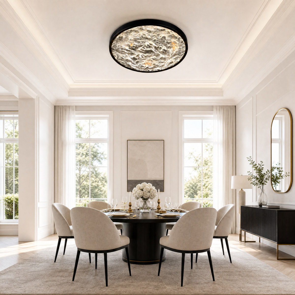 Frozen Crystal Modern Crystal Flush Mount Ceiling Light