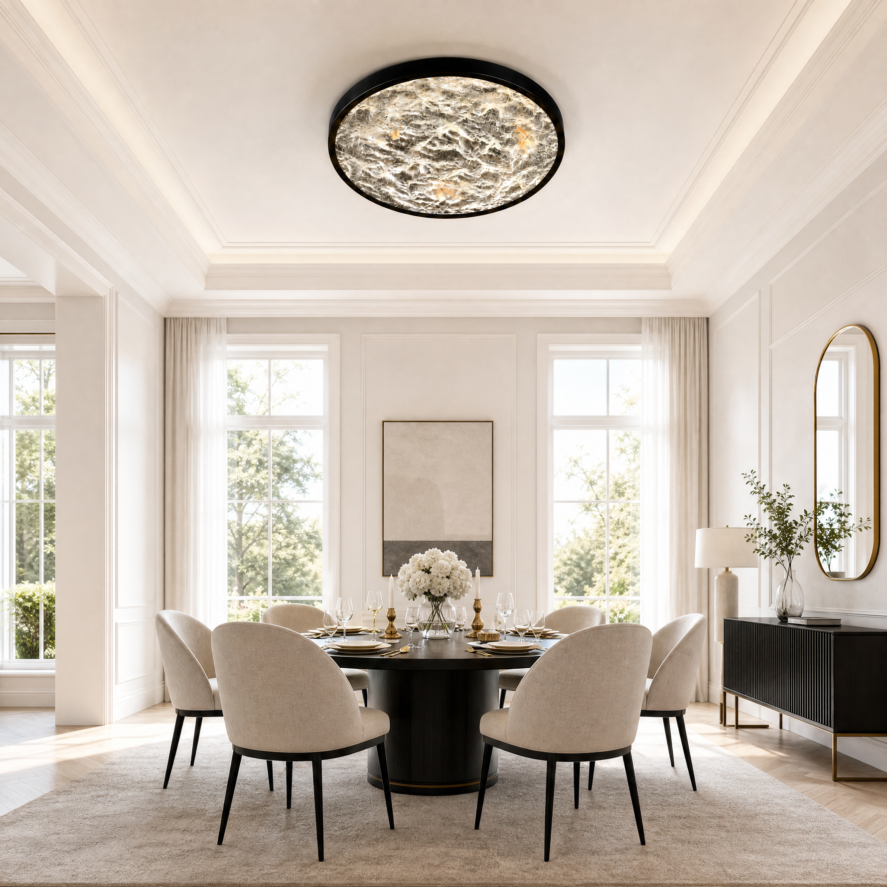 Frozen Crystal Modern Crystal Flush Mount Ceiling Light