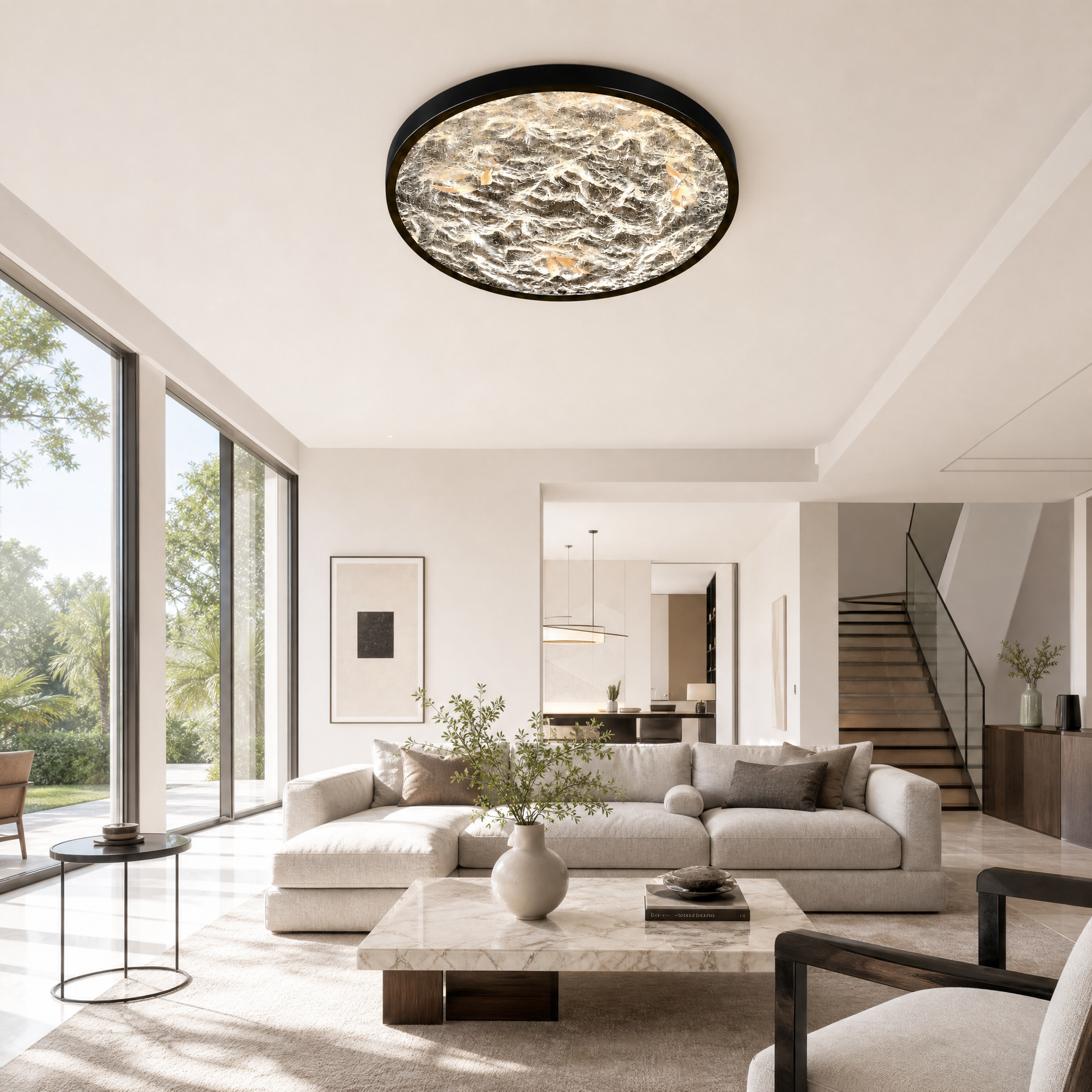 Frozen Crystal Modern Crystal Flush Mount Ceiling Light