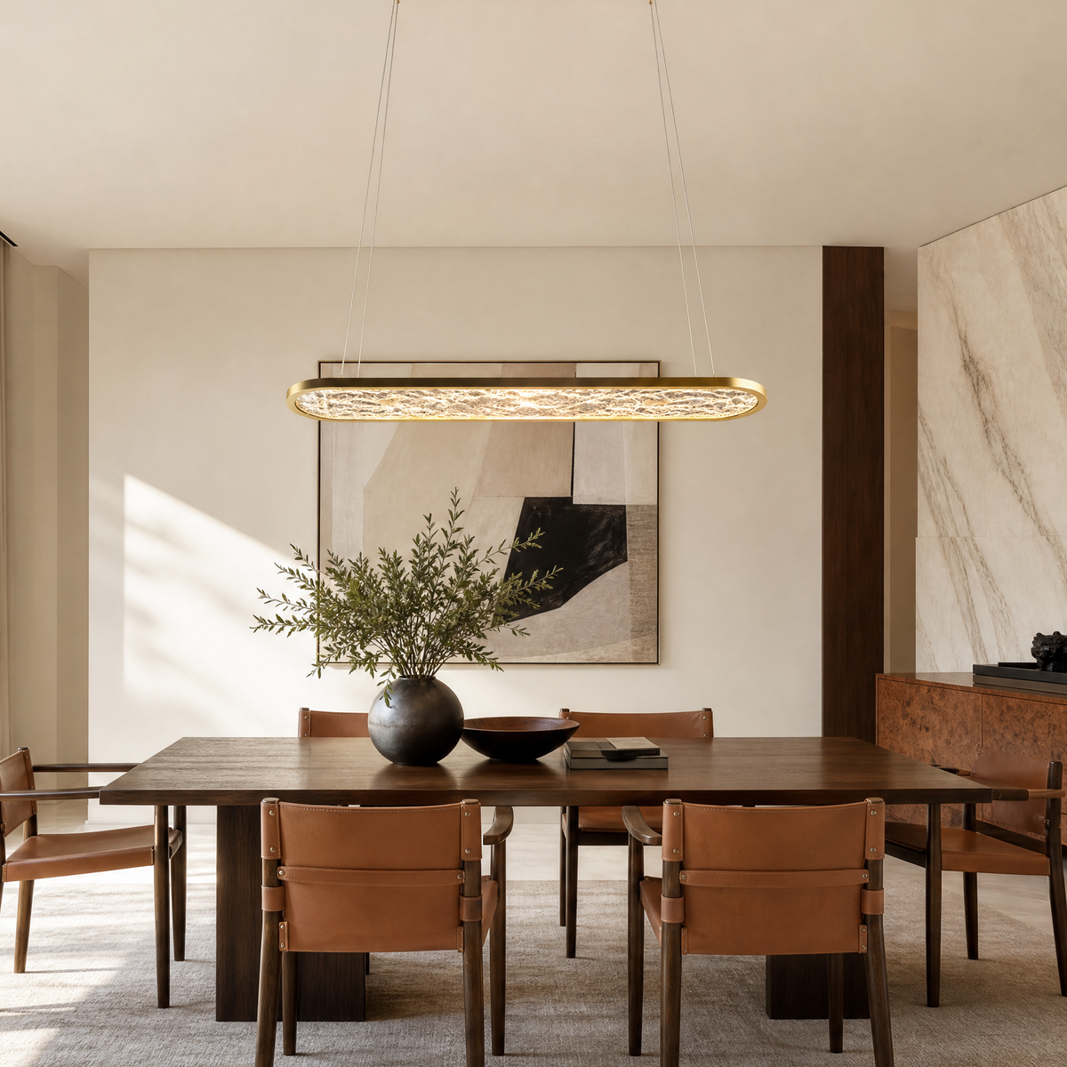 Frozen Crystal Modern Linear Dining Pendant Light