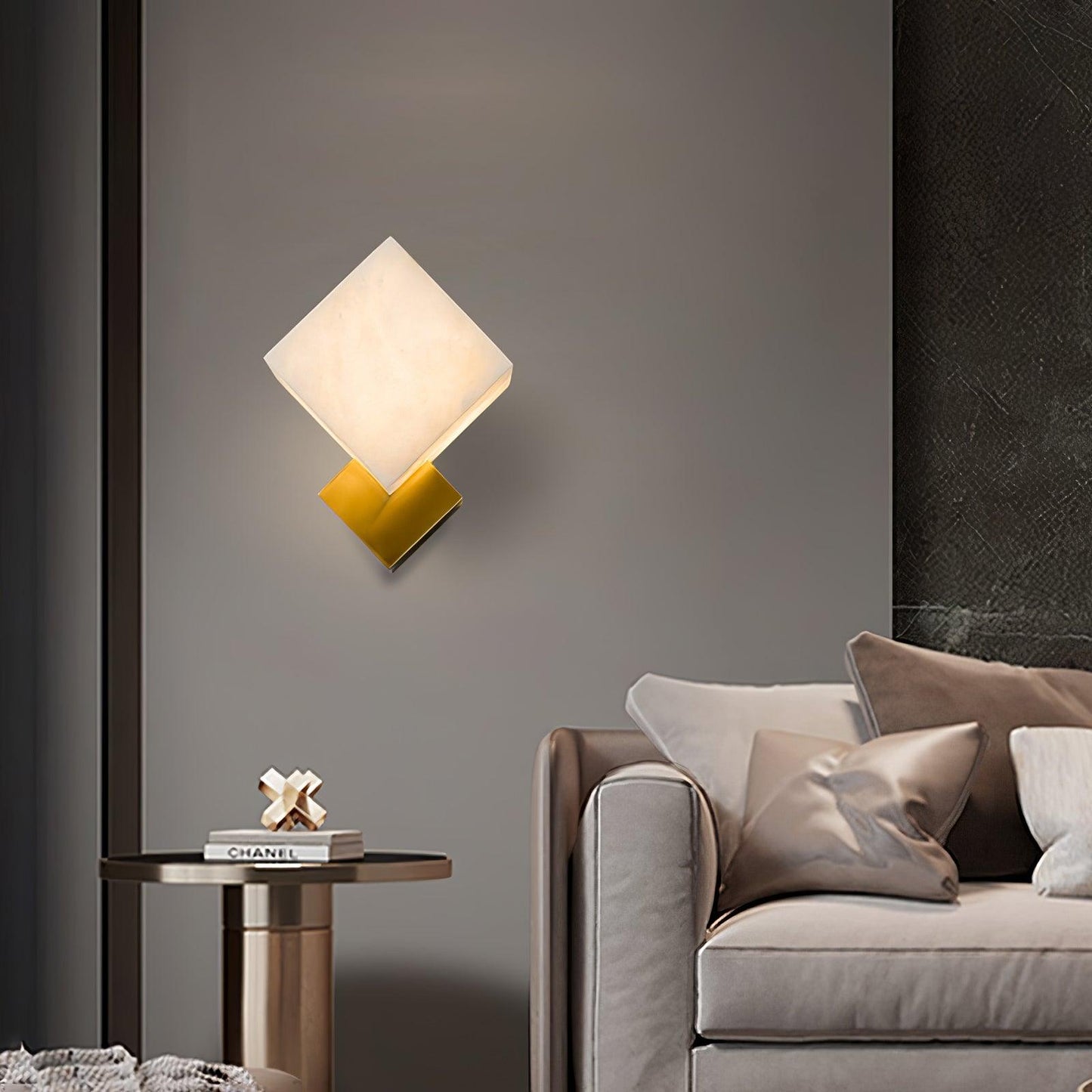 Art Deco Brass & White Alabaster Wall Sconce – Gatsby Glam