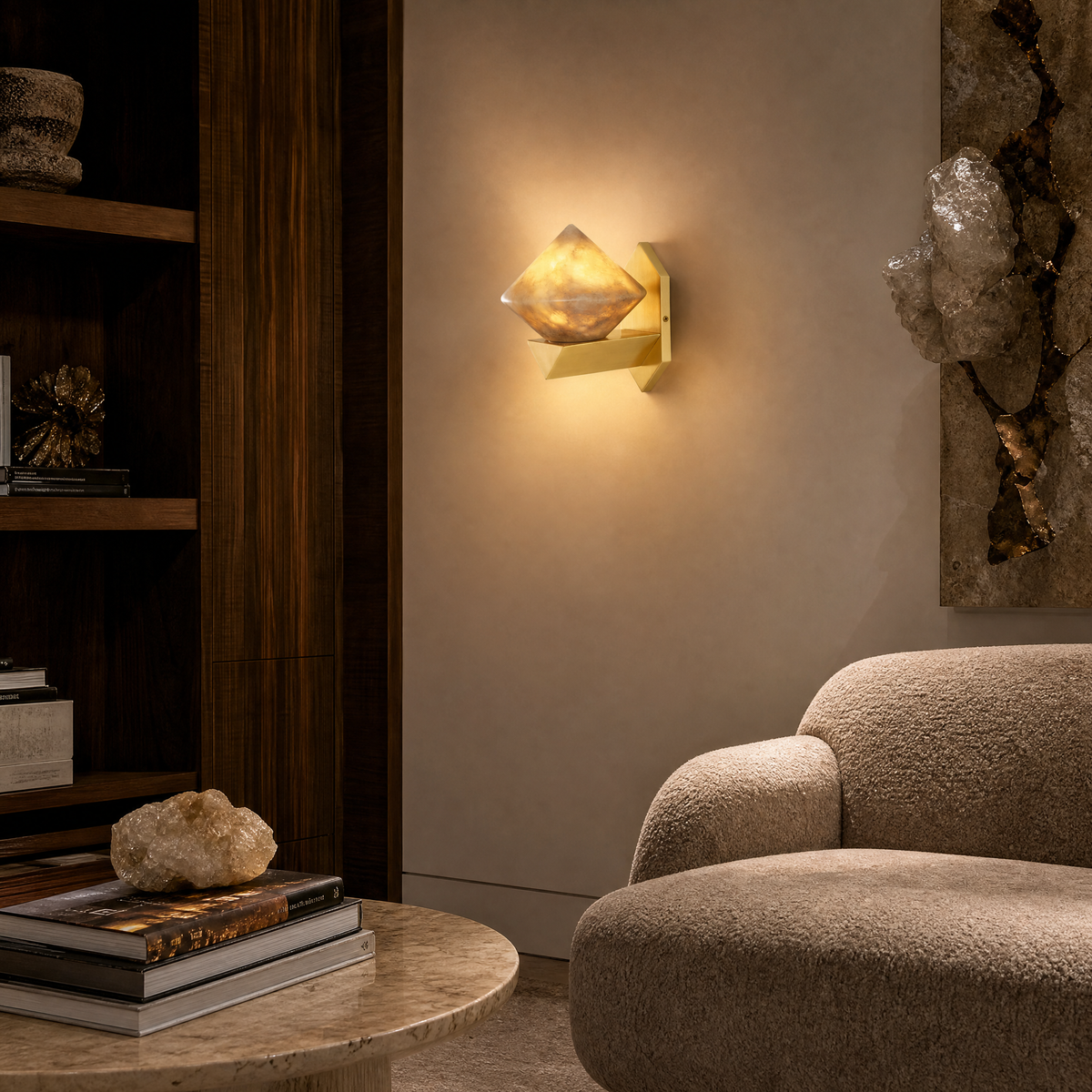 Geo Crystal Diamond Facet Alabaster Wall Sconce