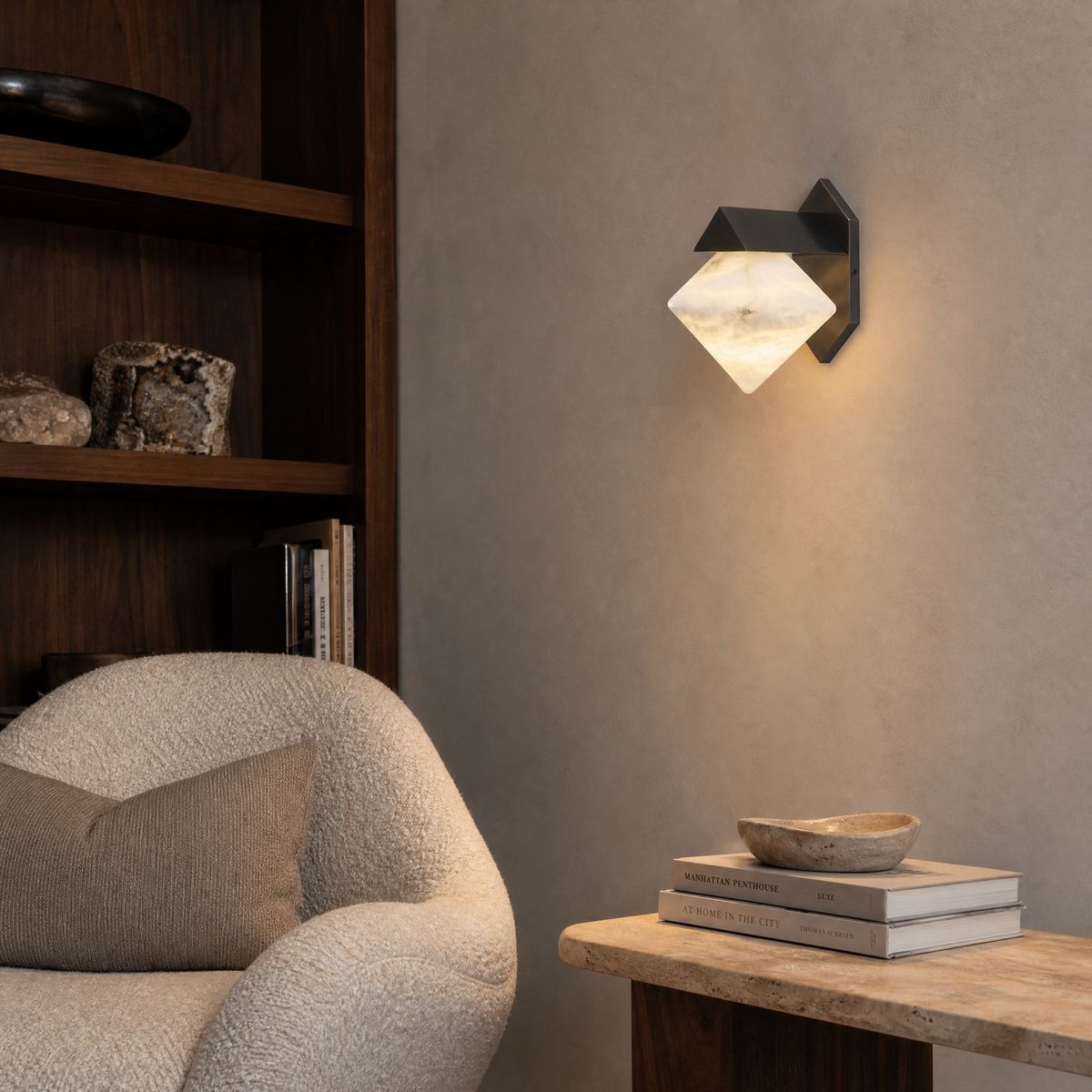 Geo Crystal Diamond Facet Alabaster Wall Sconce