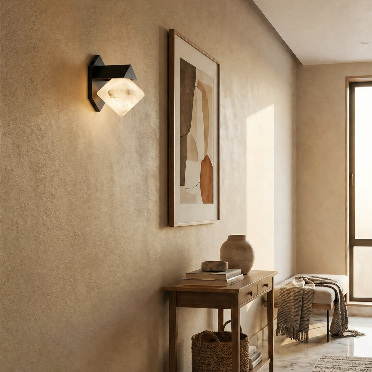Geo Crystal Diamond Facet Alabaster Wall Sconce