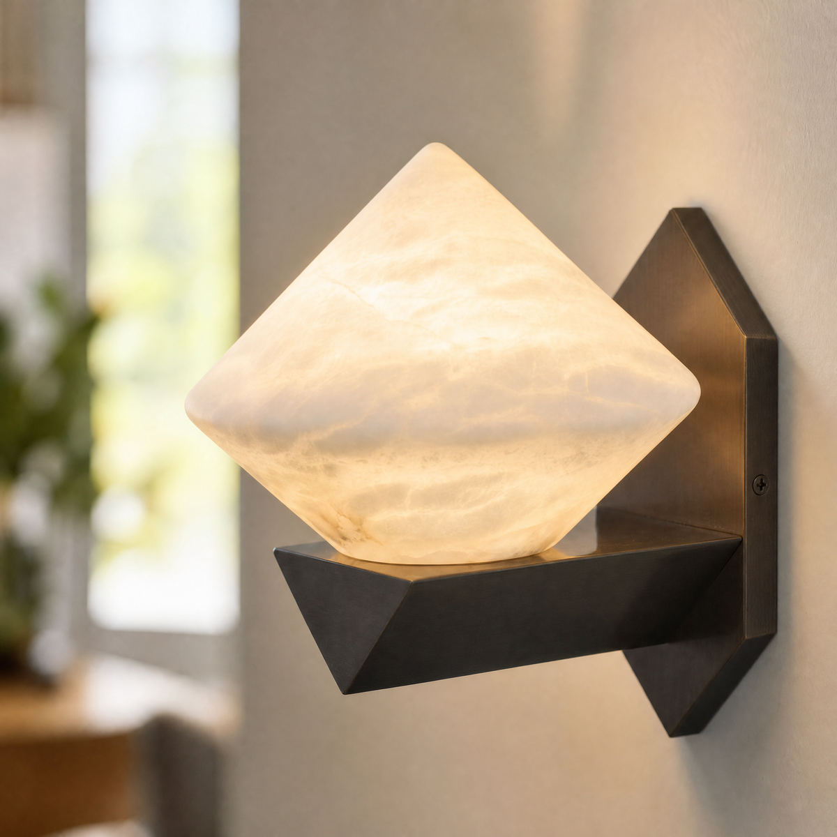 Geo Crystal Diamond Facet Alabaster Wall Sconce