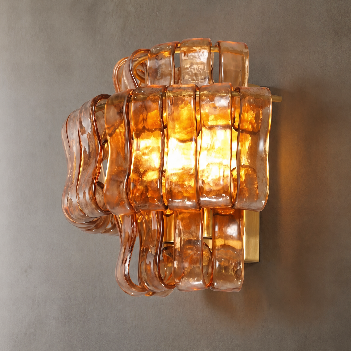 Ghiaccio L304 Hook Plate Crystal Wall Lamp Amber - Copper Color
