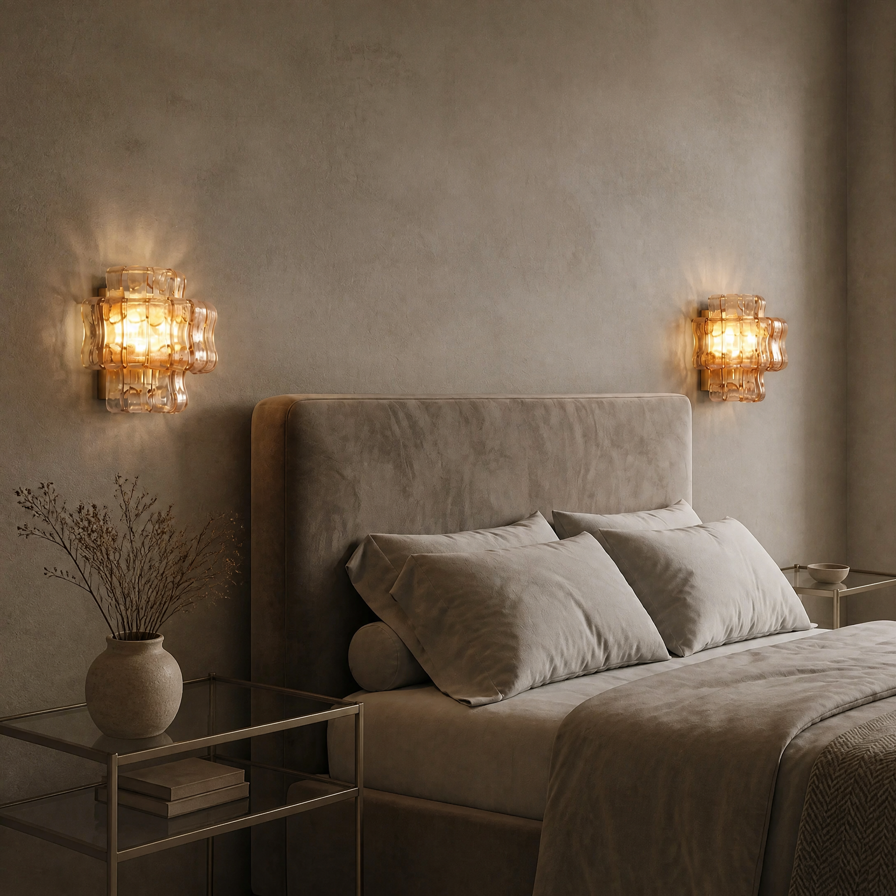 Ghiaccio L304 Hook Plate Crystal Wall Lamp Amber - Copper Color