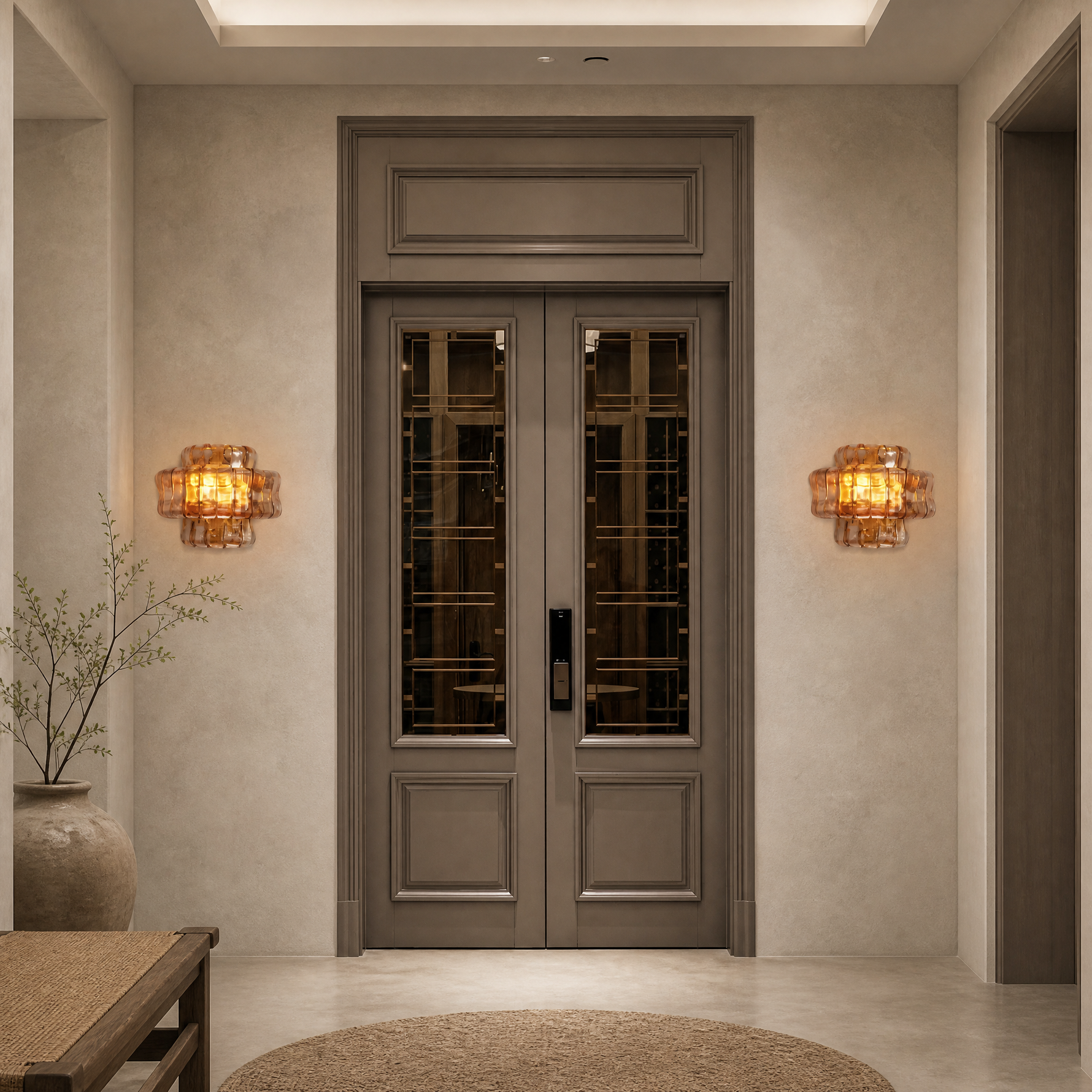 Ghiaccio L304 Hook Plate Crystal Wall Lamp Amber - Copper Color