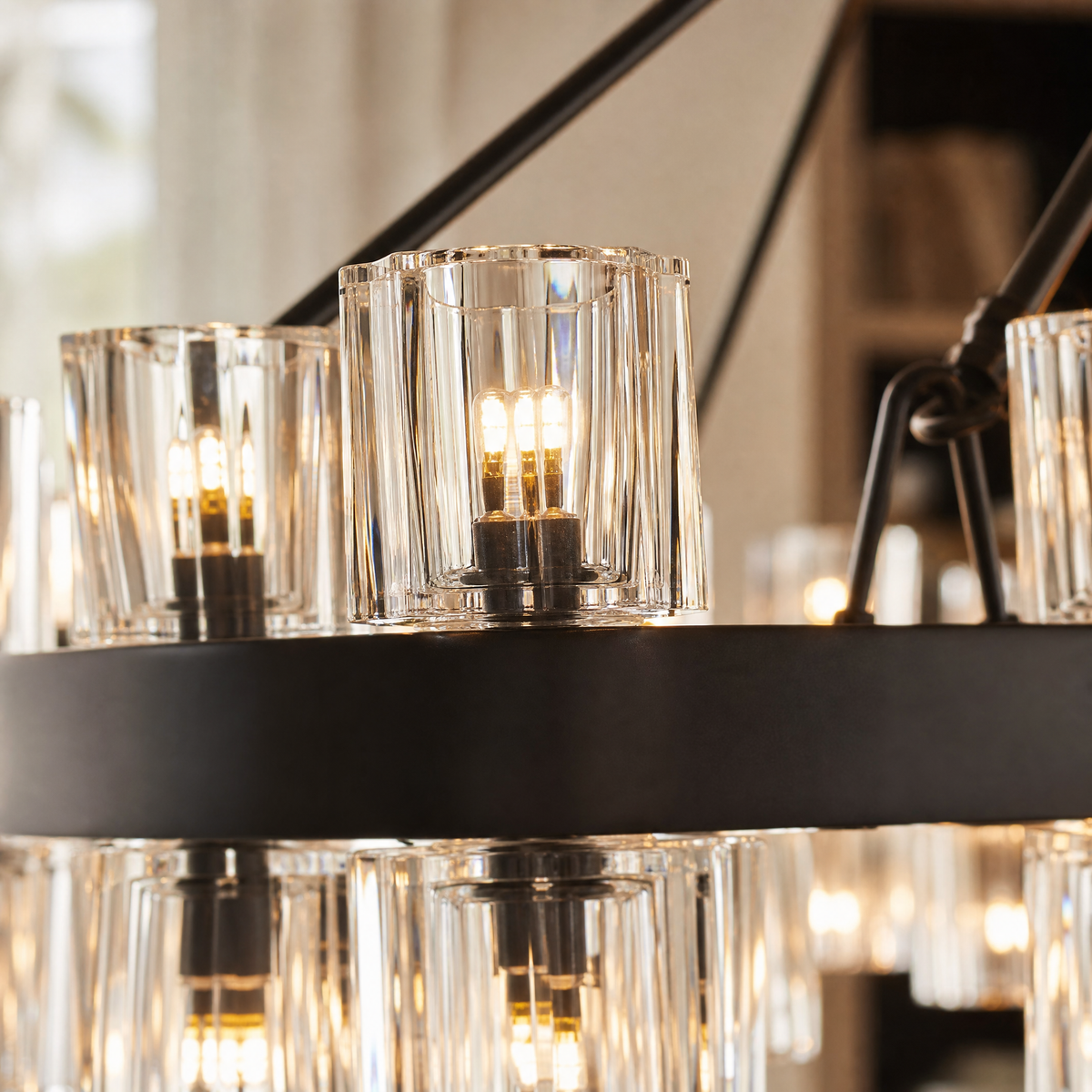 Gideon Crystal Round Black Chandelier