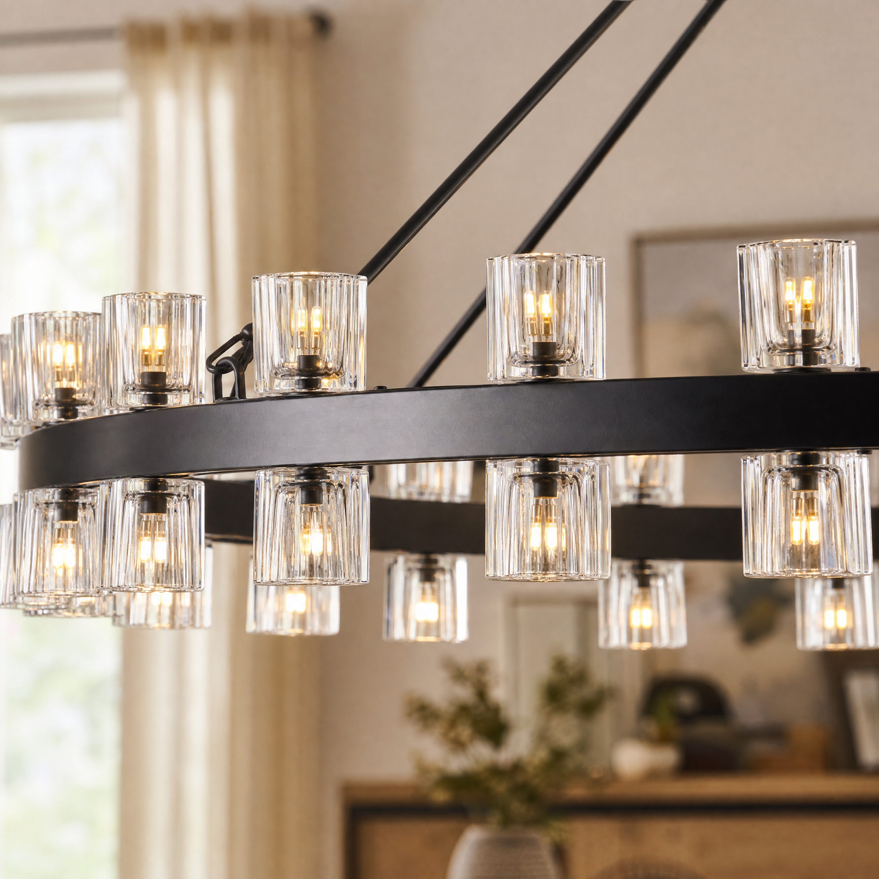 Gideon Crystal Round Black Chandelier