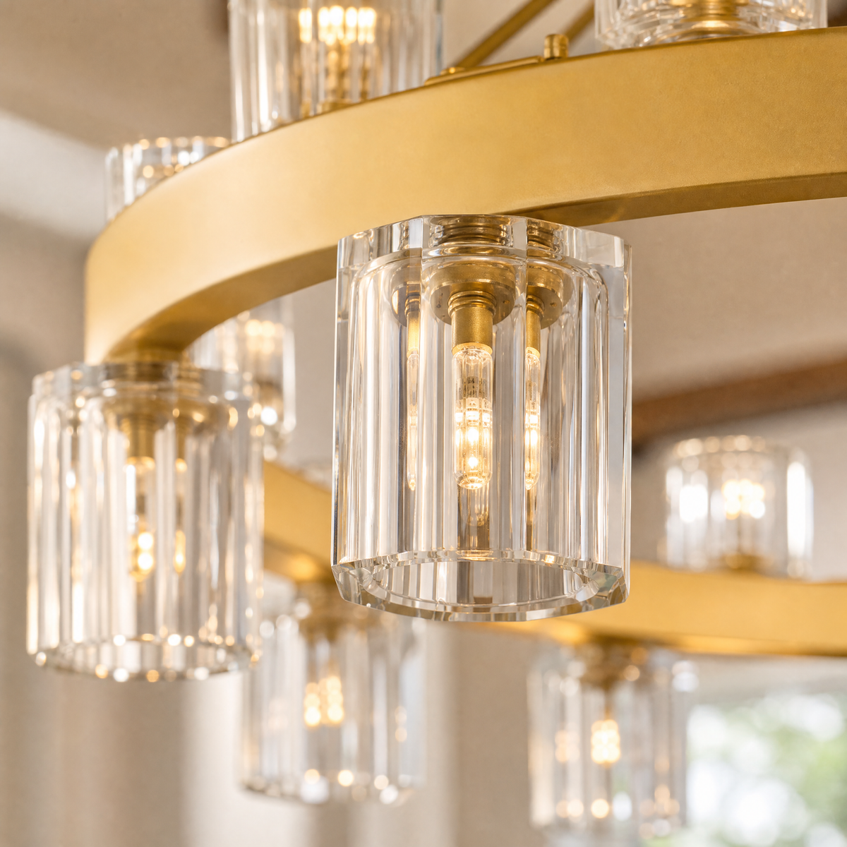 Gideon Industrial Crystal Round Pendant Light