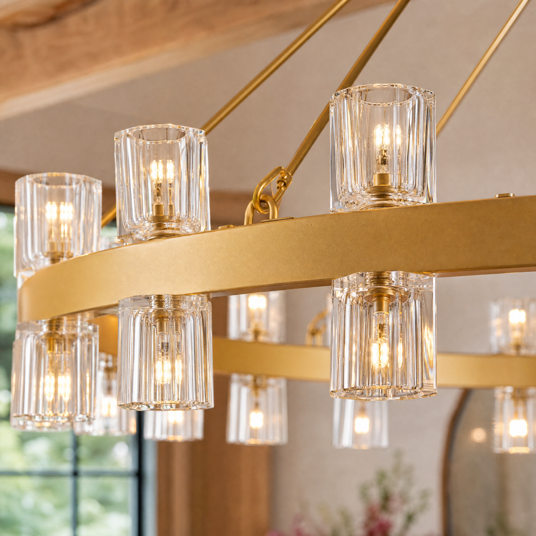 Gideon Industrial Crystal Round Pendant Light