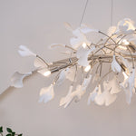 Gingko Chandelier N Luxury Ceramic Leaf Ceiling Light Gold White Nickel Finish