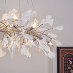 Gingko Chandelier N Luxury Ceramic Leaf Ceiling Light Gold White Nickel Finish