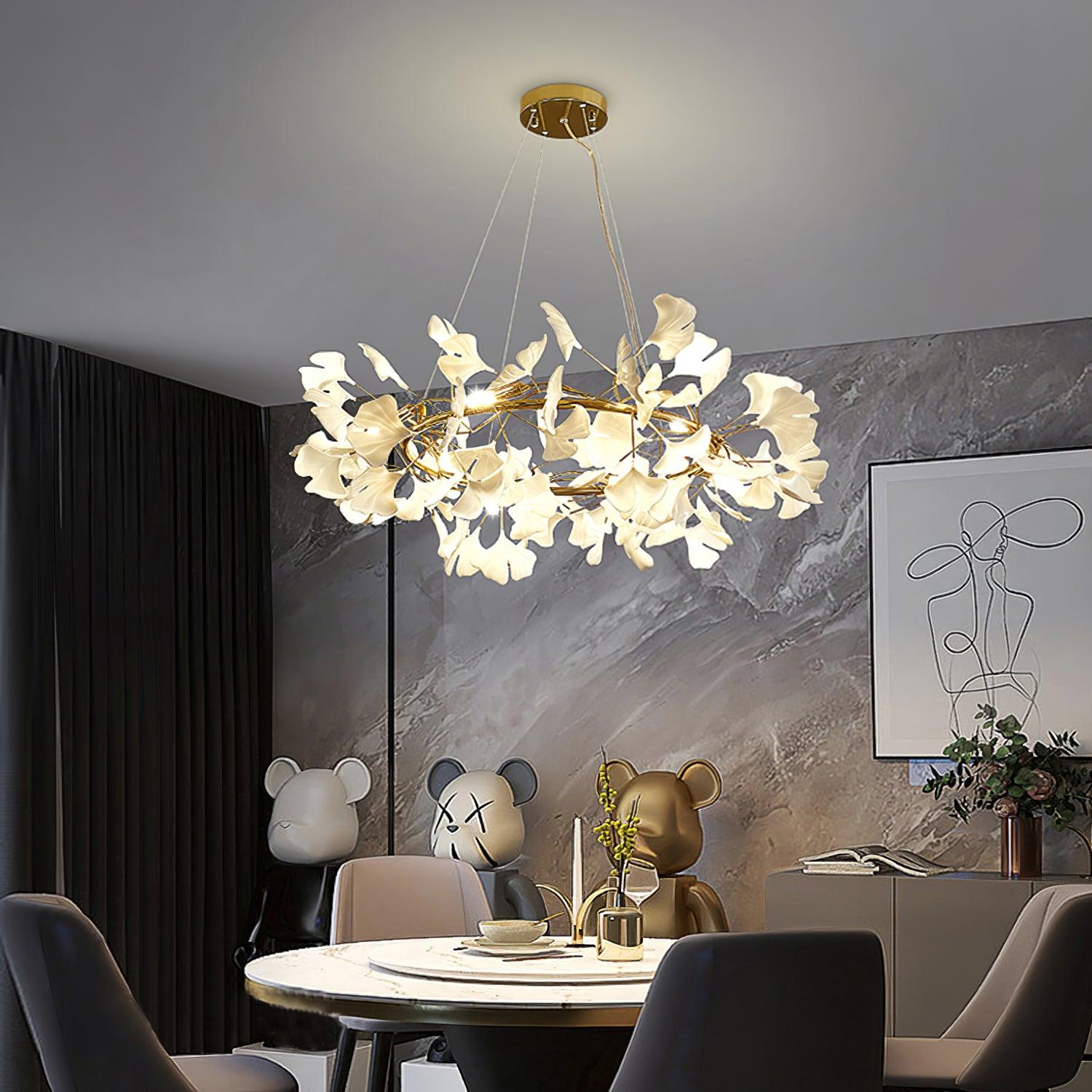 Gingko Chandelier O Luxury Ceramic Leaf Ceiling Light