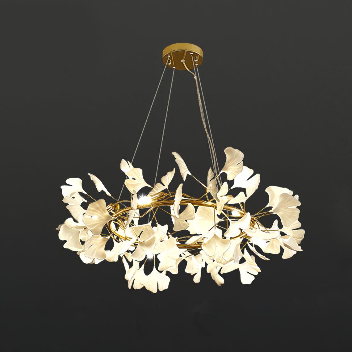 Gingko Chandelier O Luxury Ceramic Leaf Ceiling Light