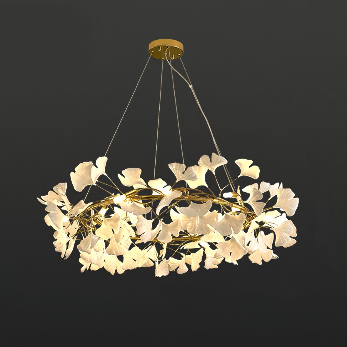 Gingko Chandelier O Luxury Ceramic Leaf Ceiling Light