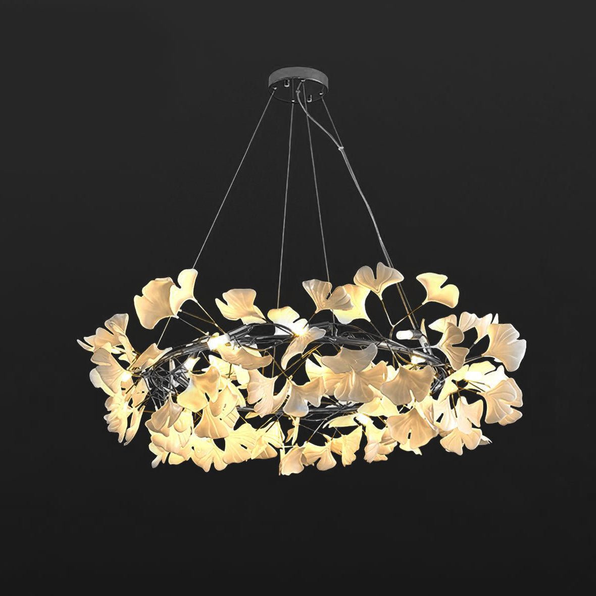Gingko Chandelier O Luxury Ceramic Leaf Ceiling Light