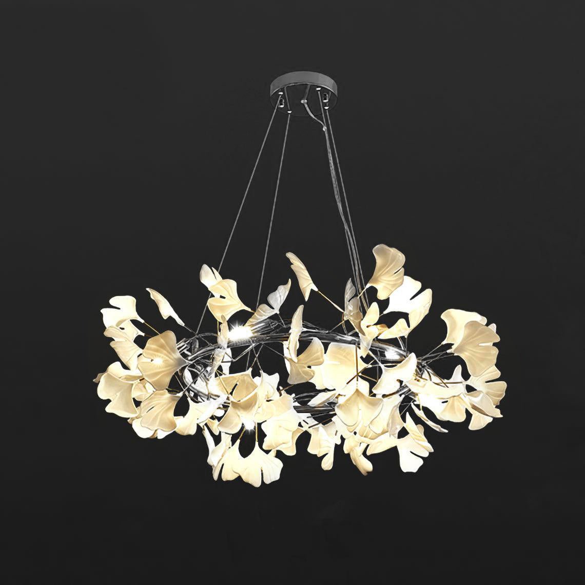Gingko Chandelier O Luxury Ceramic Leaf Ceiling Light