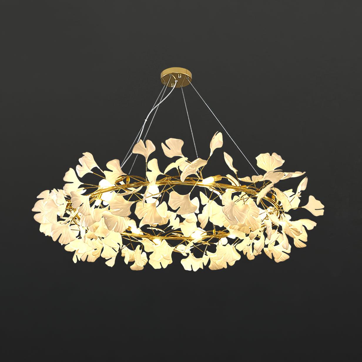 Gingko Chandelier O Luxury Ceramic Leaf Ceiling Light