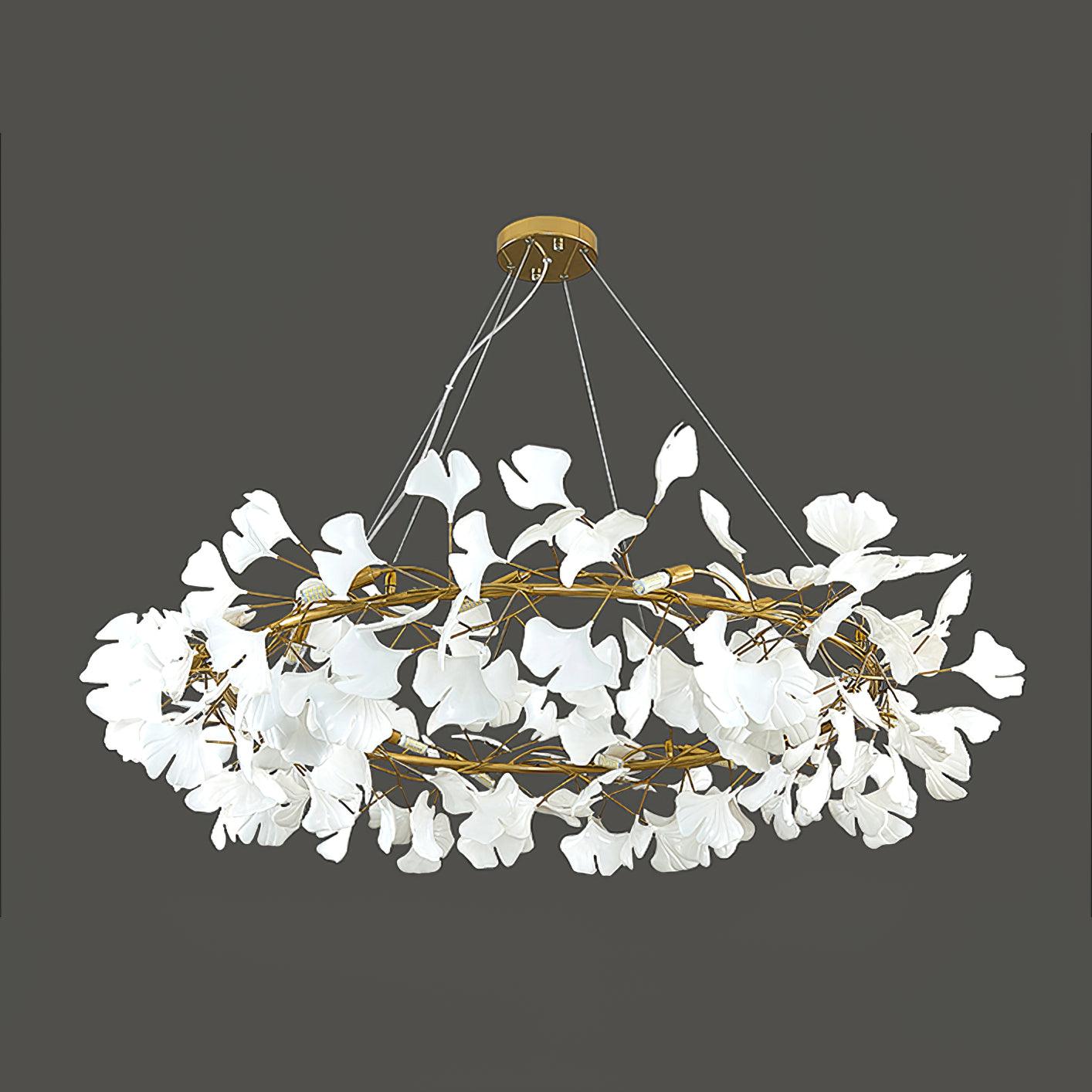 Gingko Chandelier O Luxury Ceramic Leaf Ceiling Light