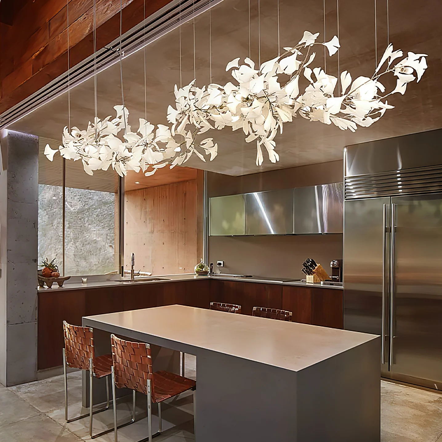 Gold White Leaves Combination Gingko Chandeliers - YIOSI