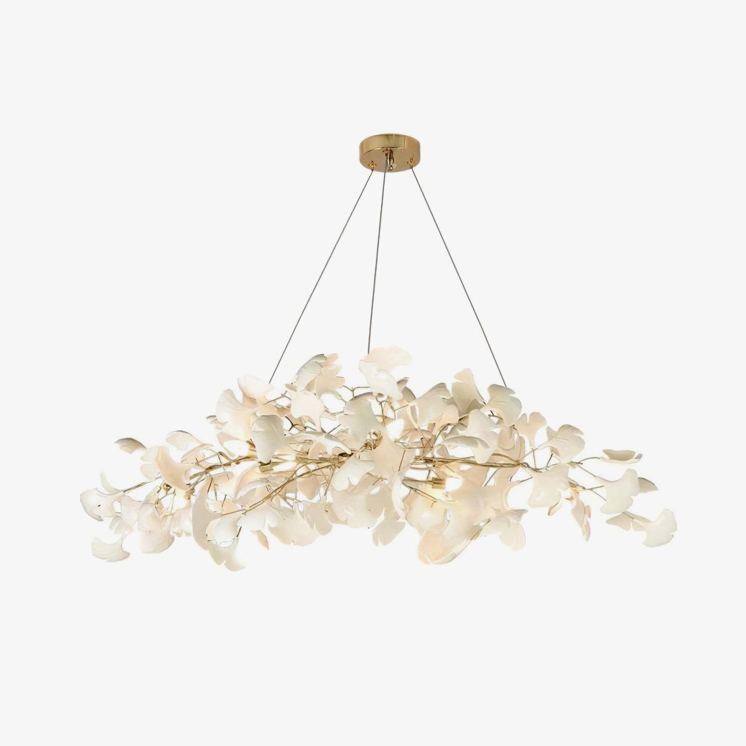 Gingko Chandelier N Luxury Ceramic Leaf Ceiling Light Gold White Nickel Finish