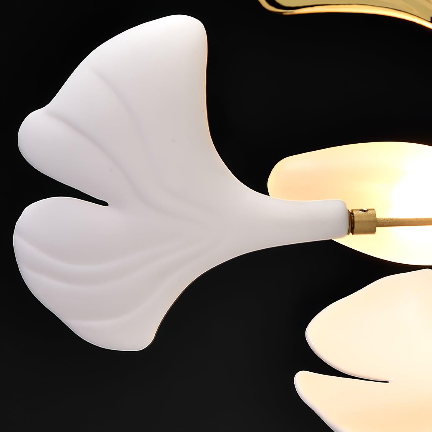 Gingko Chandelier N Luxury Ceramic Leaf Ceiling Light Gold White Nickel Finish
