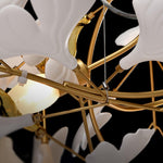 Gingko Chandelier N Luxury Ceramic Leaf Ceiling Light Gold White Nickel Finish