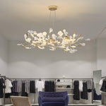 Gingko Chandelier N Luxury Ceramic Leaf Ceiling Light Gold White Nickel Finish