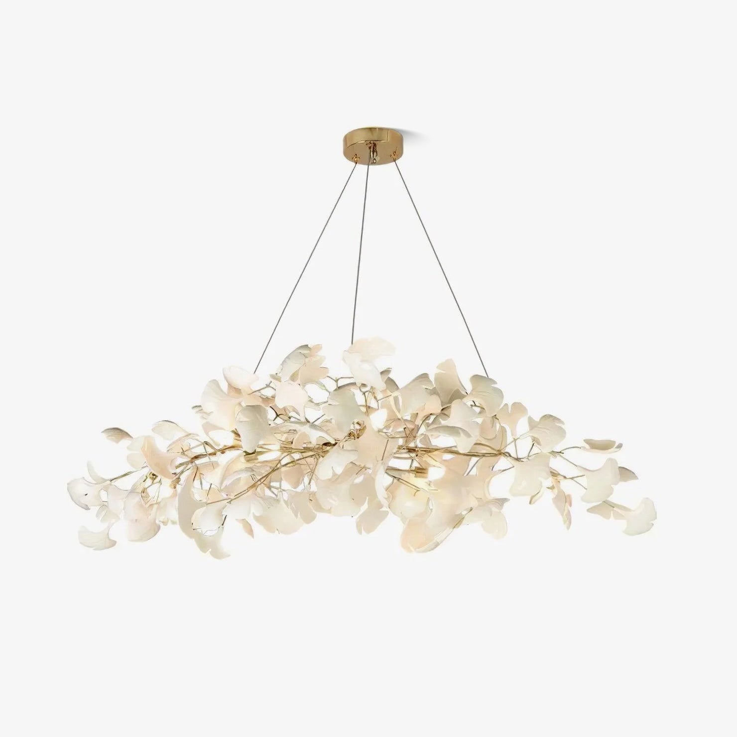 Gingko Chandelier N Luxury Ceramic Leaf Ceiling Light Gold White Nickel Finish