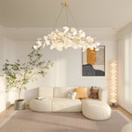 Gingko Chandelier N Luxury Ceramic Leaf Ceiling Light Gold White Nickel Finish