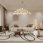 Gingko Chandelier N Luxury Ceramic Leaf Ceiling Light Gold White Nickel Finish