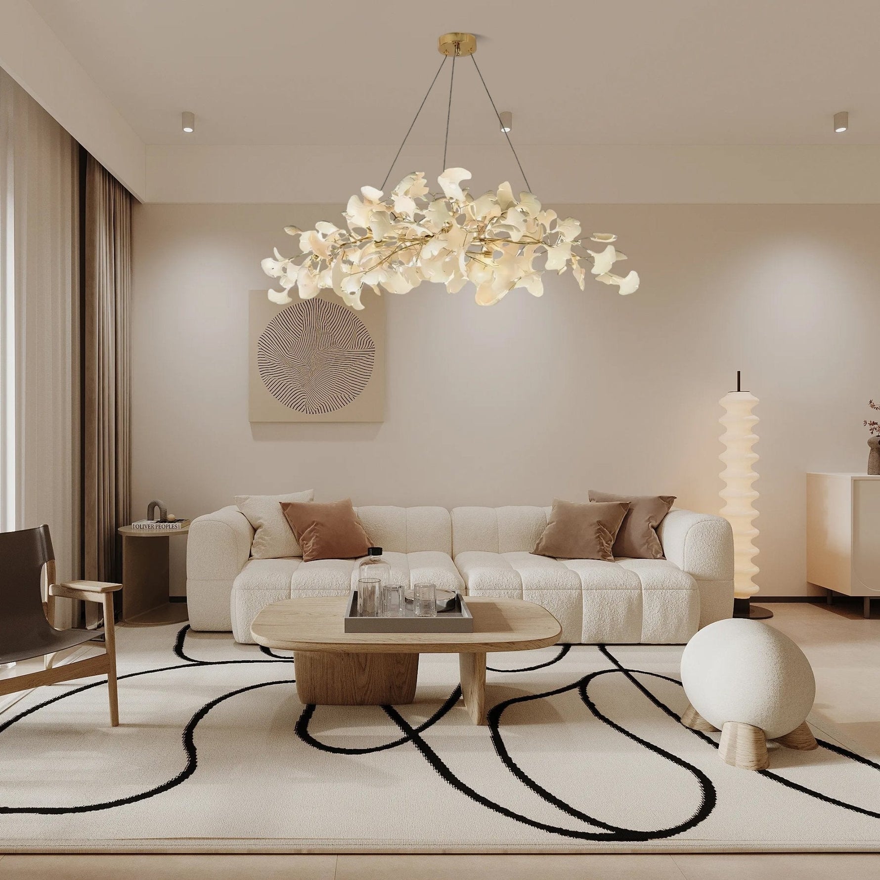 Gingko Chandelier N Luxury Ceramic Leaf Ceiling Light Gold White Nickel Finish