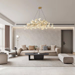 Gingko Chandelier N Luxury Ceramic Leaf Ceiling Light Gold White Nickel Finish
